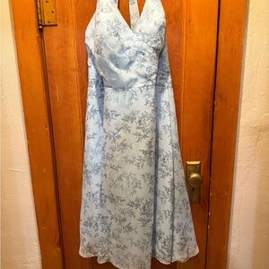 Azazie Blue and White Halter Sundress
